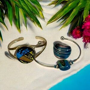 Elegant Blue and Gold Women's Bracelet Set